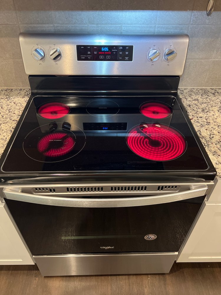 Electric range with heating elements tested during inspection